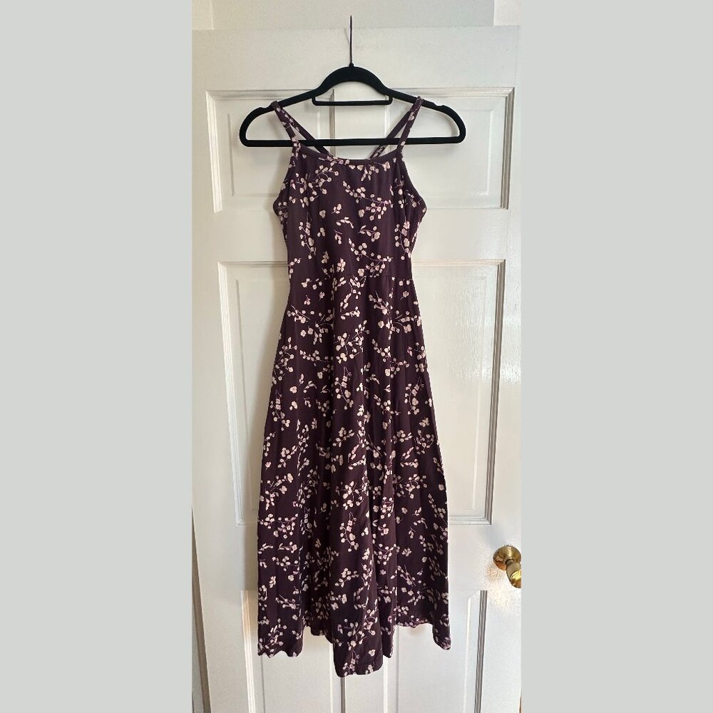 Pact Fit & Flare Midi Dress in Scattered Sprigs Plum